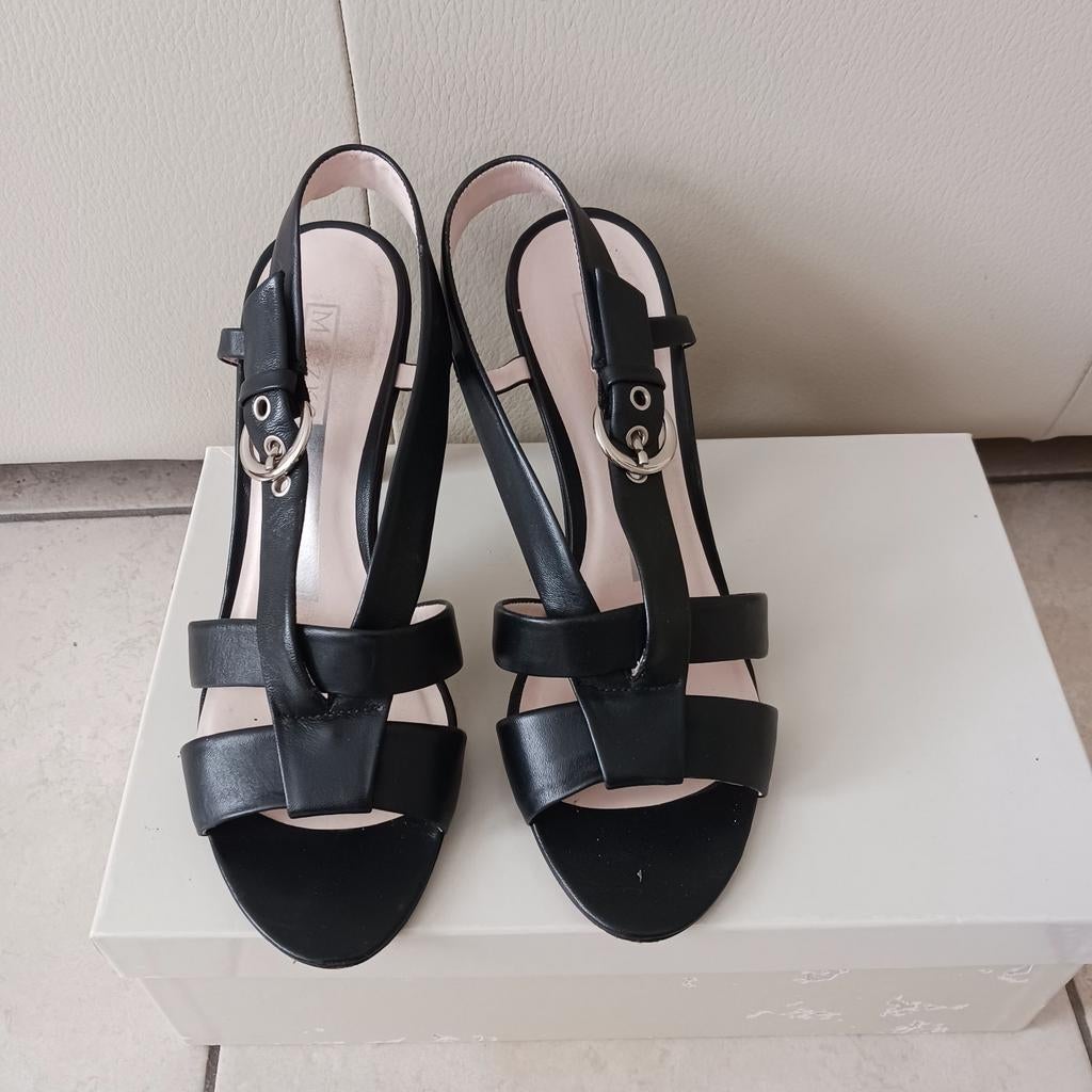 Miezko sjieke dames dansschoenen zw. leer 37 z.g.a.n., Ophalen of Verzenden, Zo goed als nieuw, Zwart, Sandalen of Muiltjes
