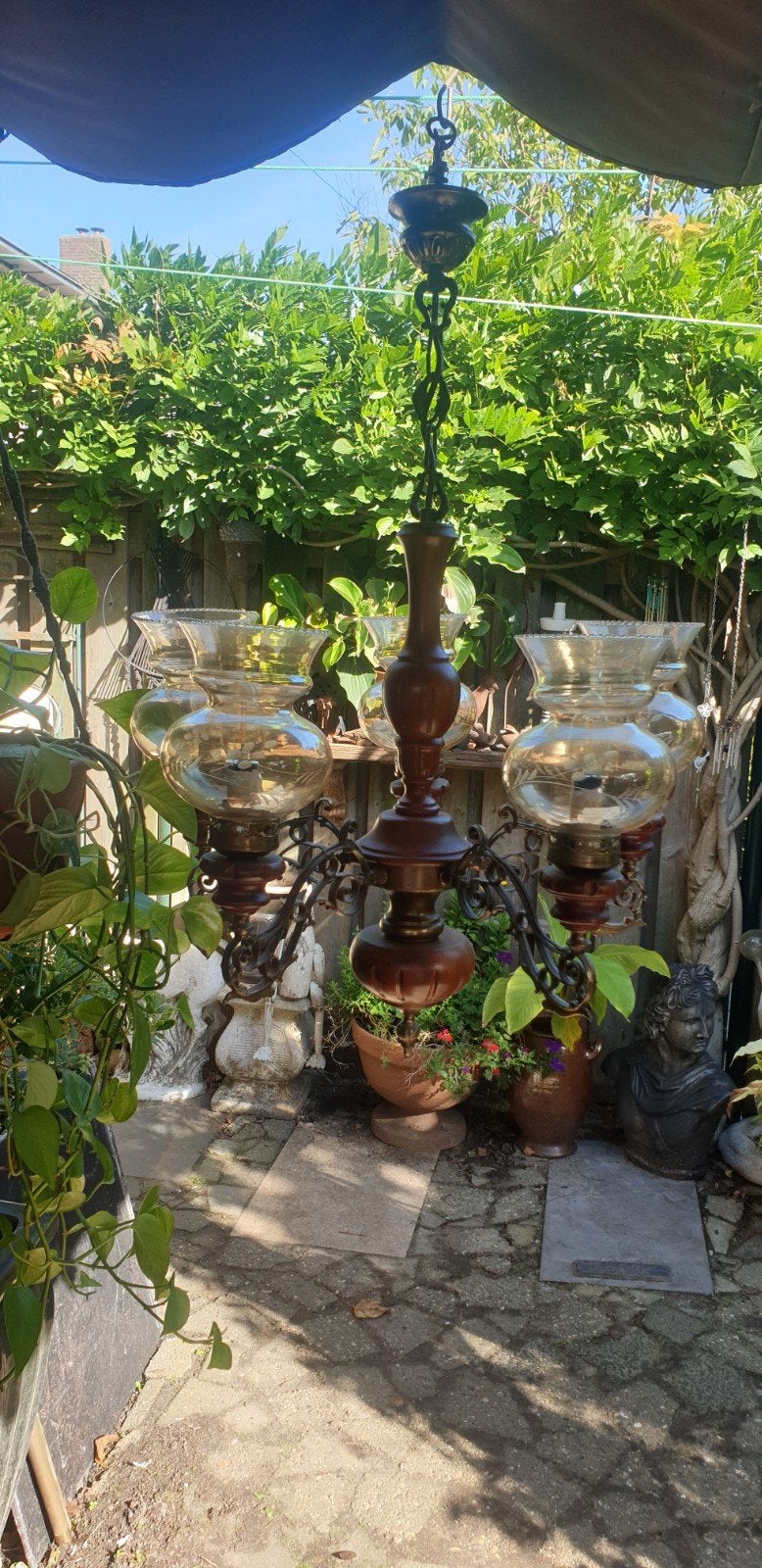 2 vintage (5 armige) kroonluchters, Huis en Inrichting, Ophalen, Gebruikt