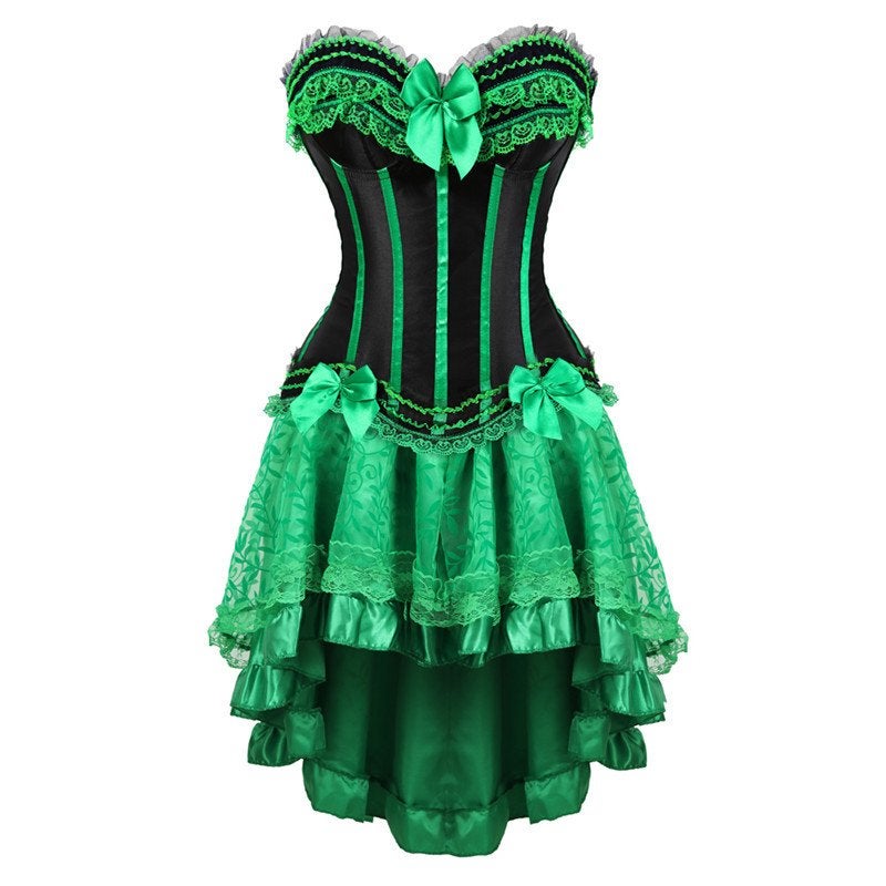 Groene burlesque korset jurk victoriaanse middeleeuwse, Verzenden, Nieuw, Pak of Jurk