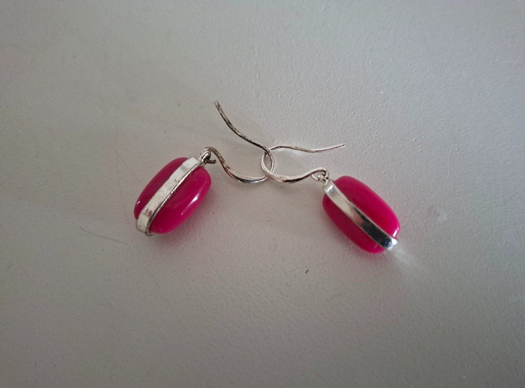 Veelroze oorbellen 2 x 1cm lengte 3 cm, Overige materialen, Hangers, Verzenden, Nieuw