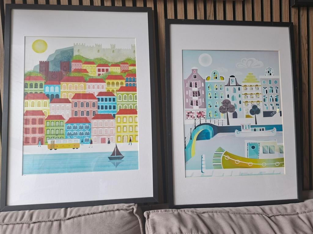 Set van 2 ingelijste stadsgezicht posters, Ophalen of Verzenden