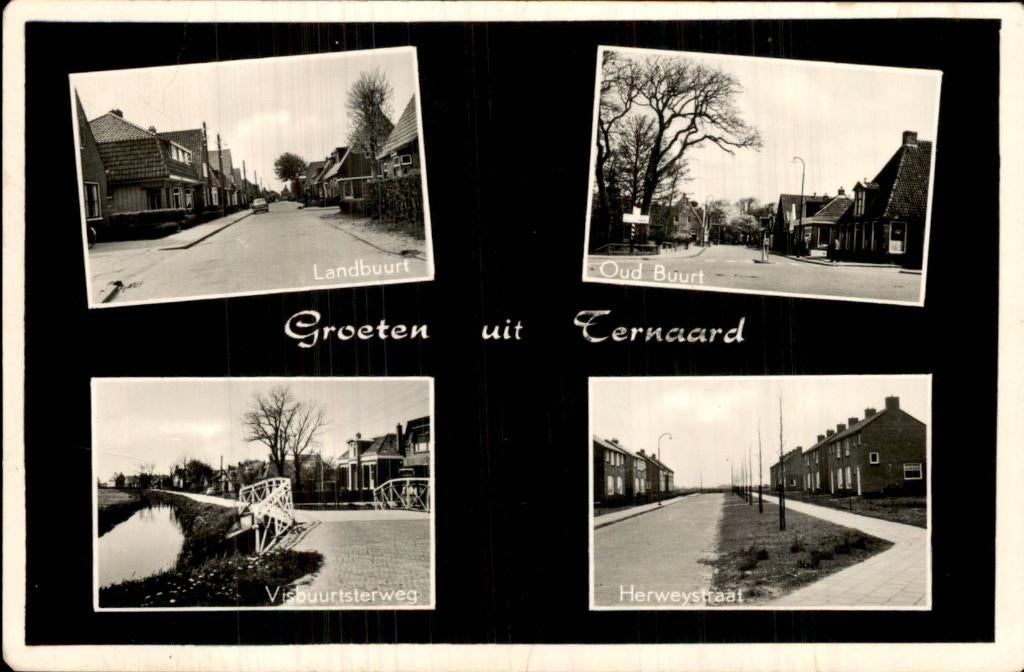 Ternaard - Landbuurt - straatzicht, Ophalen of Verzenden, 1940 tot 1960, Gelopen, Friesland