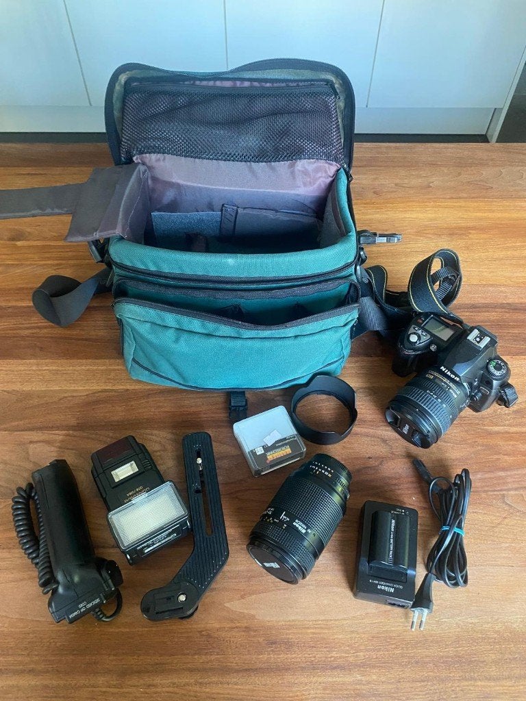 Nikon D70 Spiegelreflexcamera + Lenzen + Flitser + Cameratas, Ophalen, Gebruikt, Spiegelreflex, Nikon