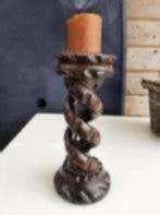 Handgemaakte houten kandelaar, Bruin, Ophalen of Verzenden, Zo goed als nieuw, Hout
