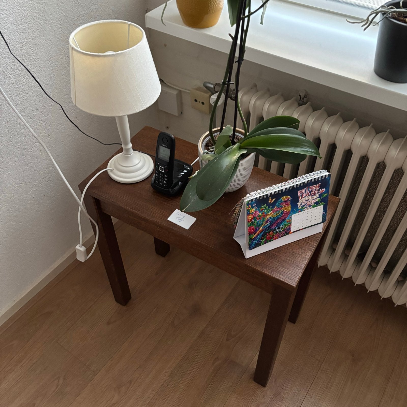 Witte tafellamp met stoffen kap, Huis en Inrichting, Ophalen, Gebruikt, Textiel, Wit