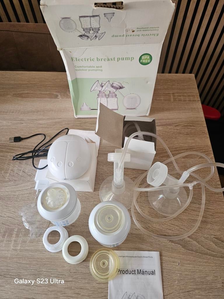 Elektrische borstkolf met dubbele pomp, Ophalen of Verzenden, Gebruikt
