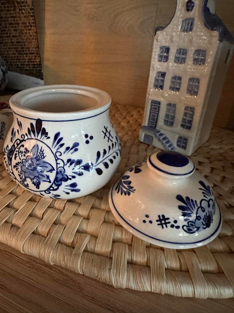 Delfts Blauw suikerpot Potje met Deksel, Huis en Inrichting, Keuken | Servies, Ophalen of Verzenden