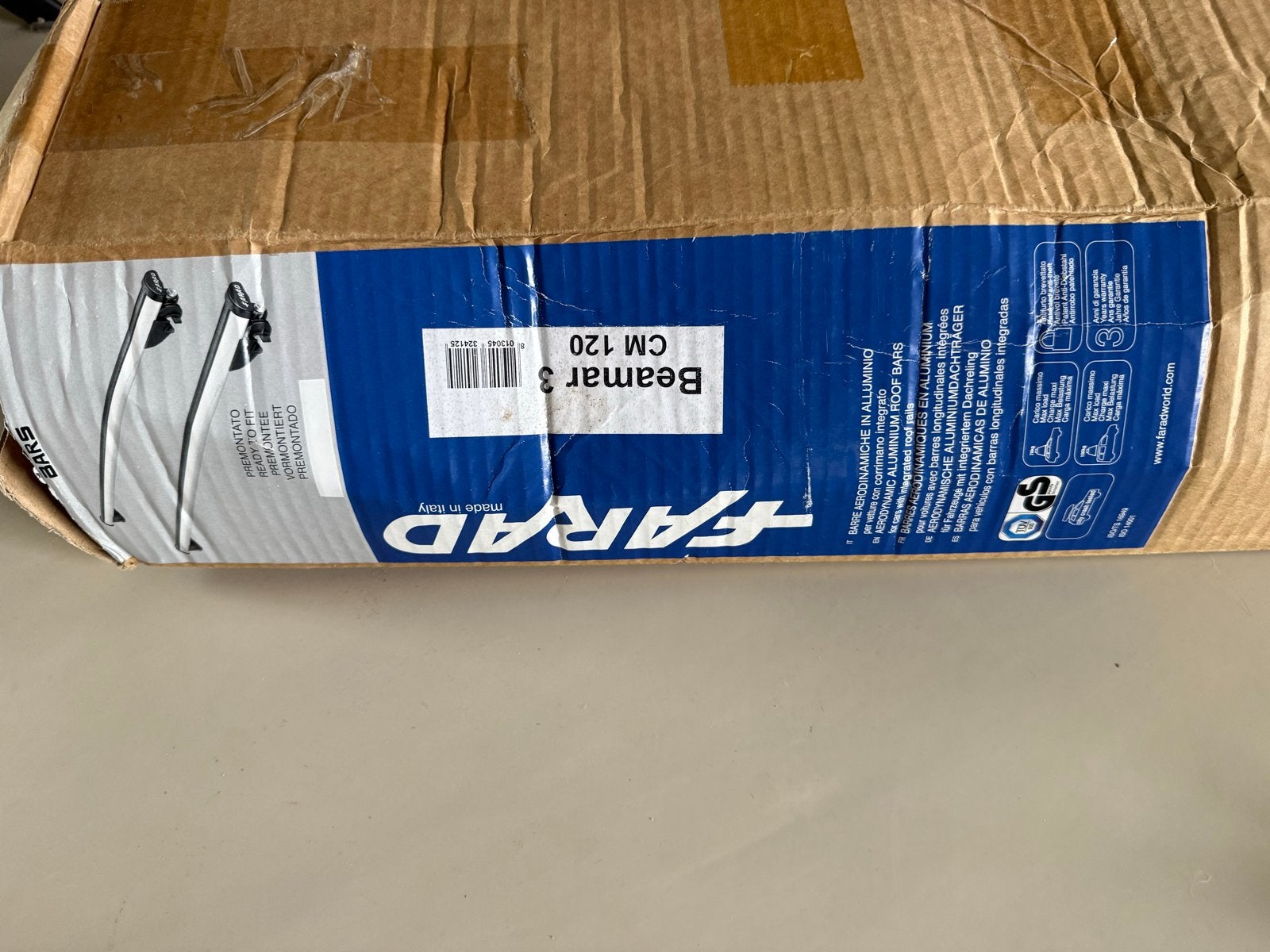 Farad Beamar 3 CM 120 Aerodynamische Dakdragers, Auto diversen, Ophalen, Zo goed als nieuw