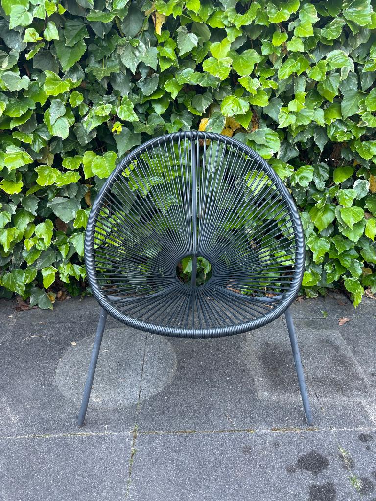 Kuip stoel Tuinstoel Barros Zwart Wicker draadstoel, Ophalen, Gebruikt, Kunststof