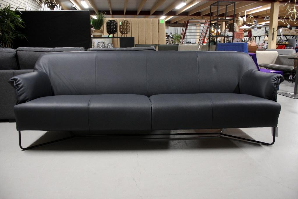 Gave bank eetkamerbank RAZ Jess Design metaal leer zwart, Ophalen, Zo goed als nieuw, Leer, 75 tot 100 cm