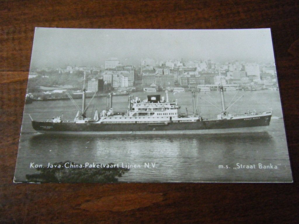 G5 - Schip - m.s. Straat Banka - Haven - Mooi/Oud, Ophalen of Verzenden, Gebruikt, Kaart, Foto of Prent