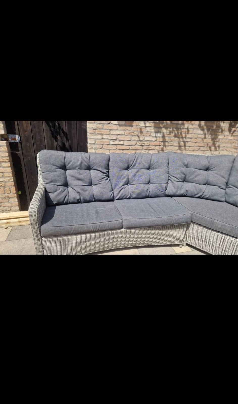 Loungebank met tafel en krukjes, Tuin en Terras, Tuinsets en Loungesets, Ophalen, Gebruikt, Meer dan 8 zitplaatsen, Loungeset