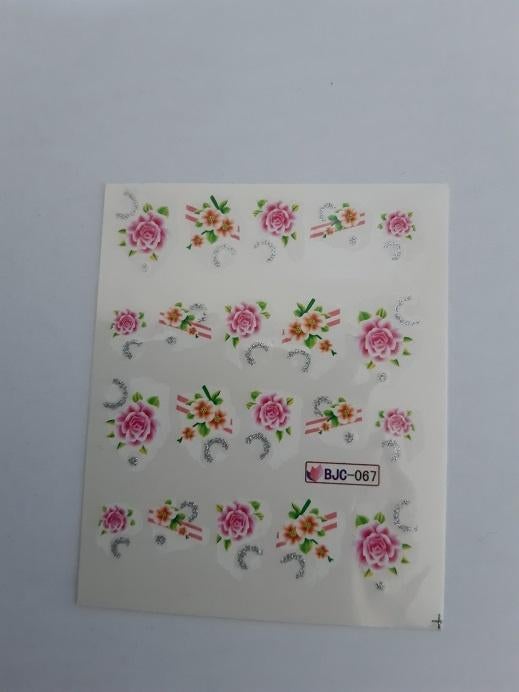 Velletje nagel water decals stickers BJC-067 bloemen roze, Verzenden, Nieuw, Toebehoren, Handen en Nagels