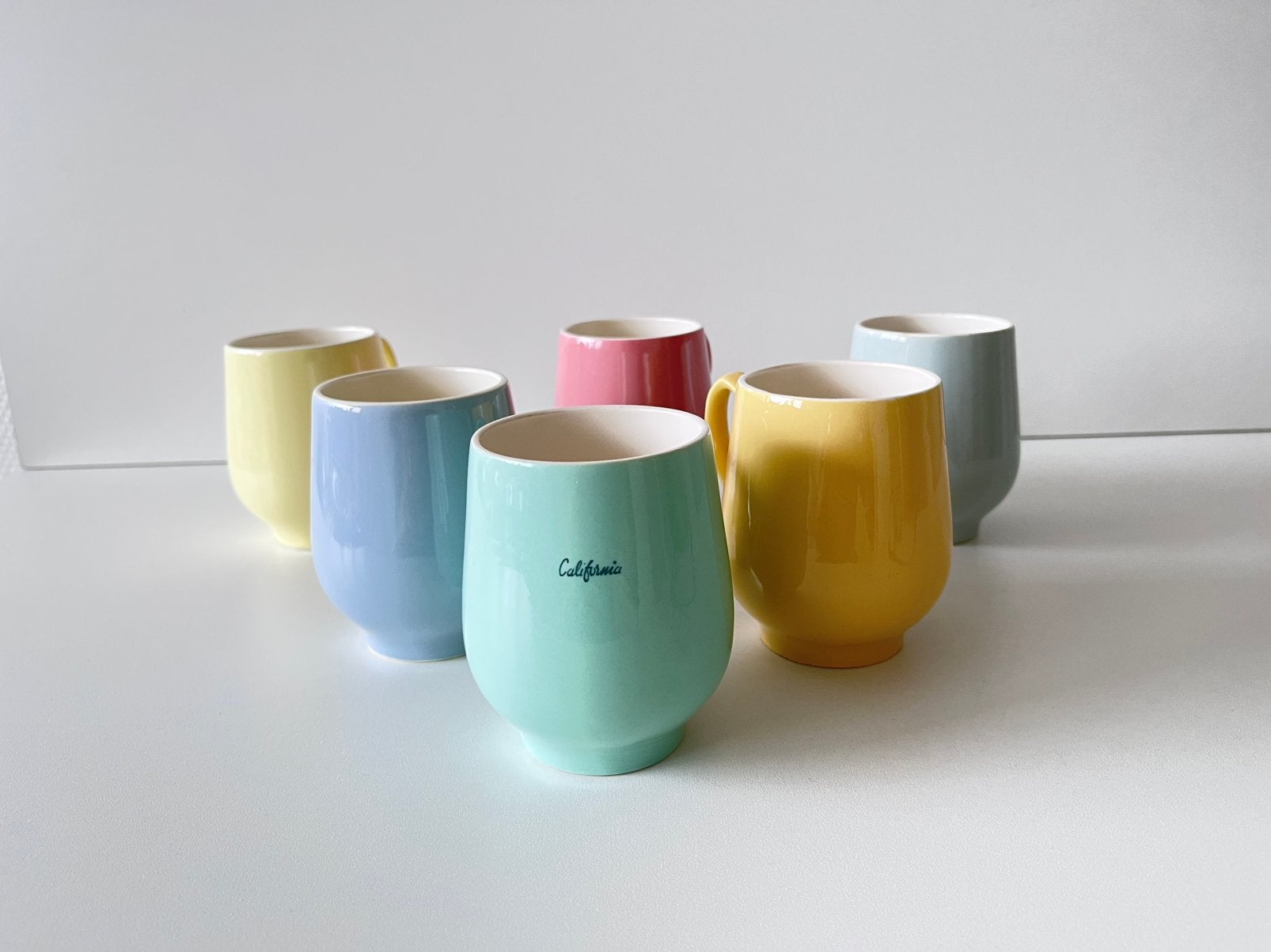 Pastel regout bollebuikbekers pastel servies, Ophalen of Verzenden