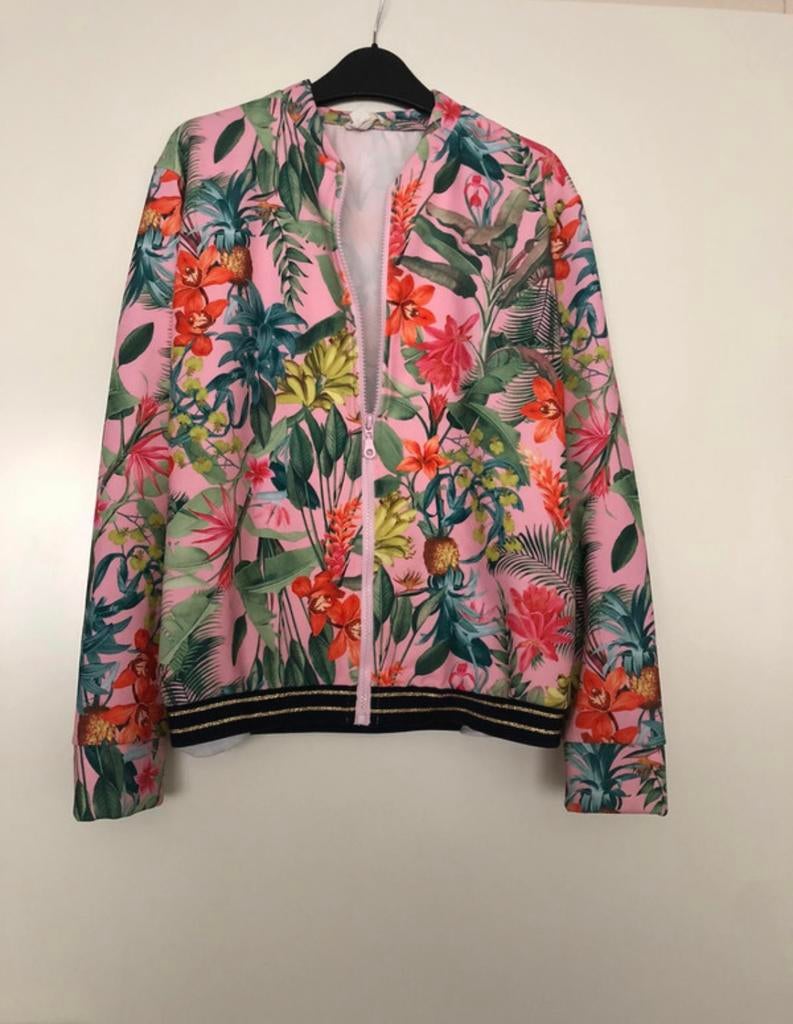 Kiddo meisjes bomberjack maat 158 /164 met tropische print, Ophalen of Verzenden, Zo goed als nieuw, Meisje, Jas