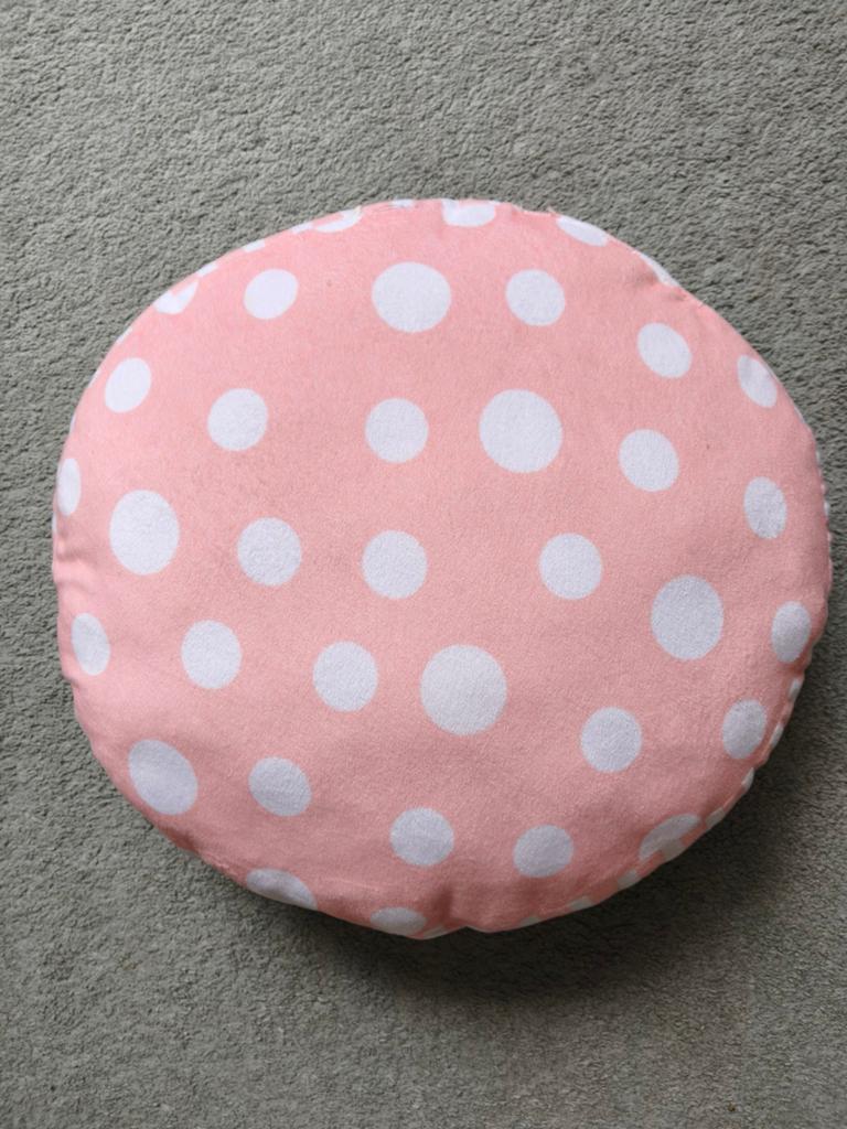 Mooi roze sierkussen met witte stippen - 43 cm, Ophalen of Verzenden, Zo goed als nieuw, Roze, Rond