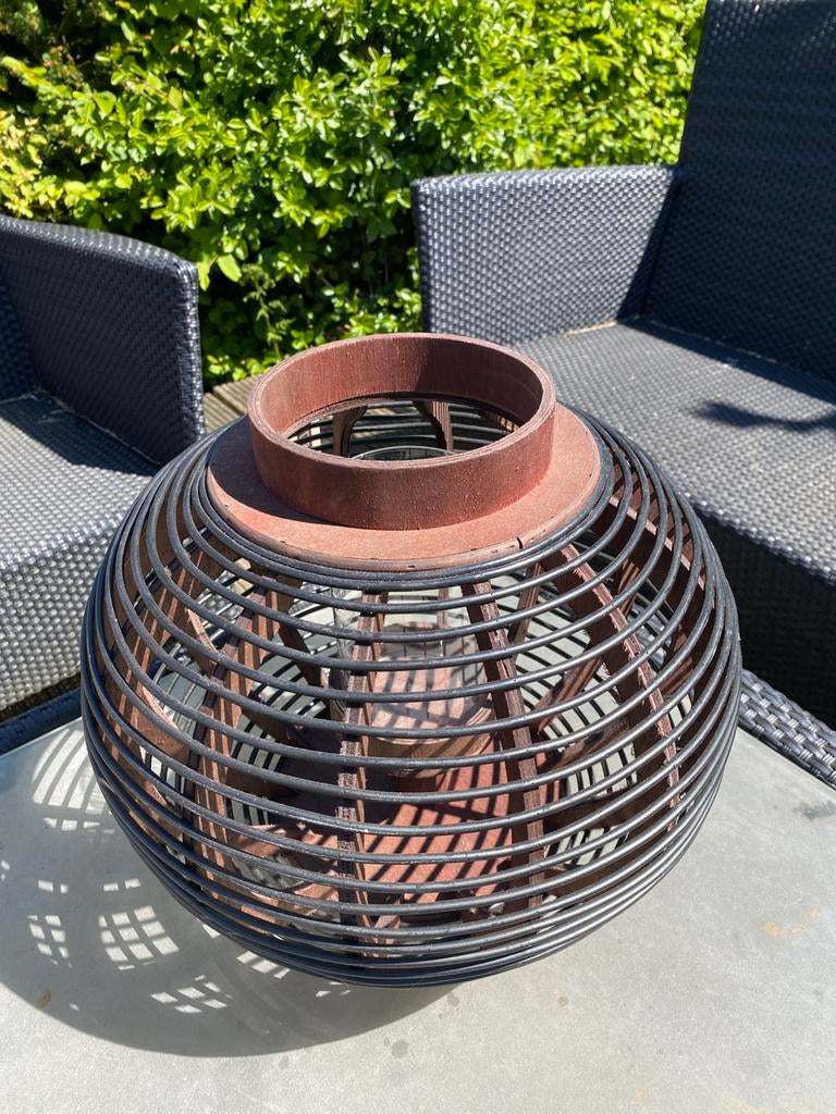 Ca 30 hoog x 35 cm diameter  windlicht van bamboe bruin, Ophalen, Zo goed als nieuw, Hout, Bruin