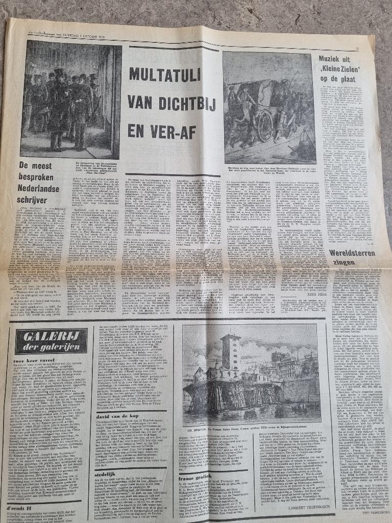 Artikel over schrijver Multatuli (1970), Verzamelen, Ophalen of Verzenden, 1960 tot 1980, Knipsel(s)