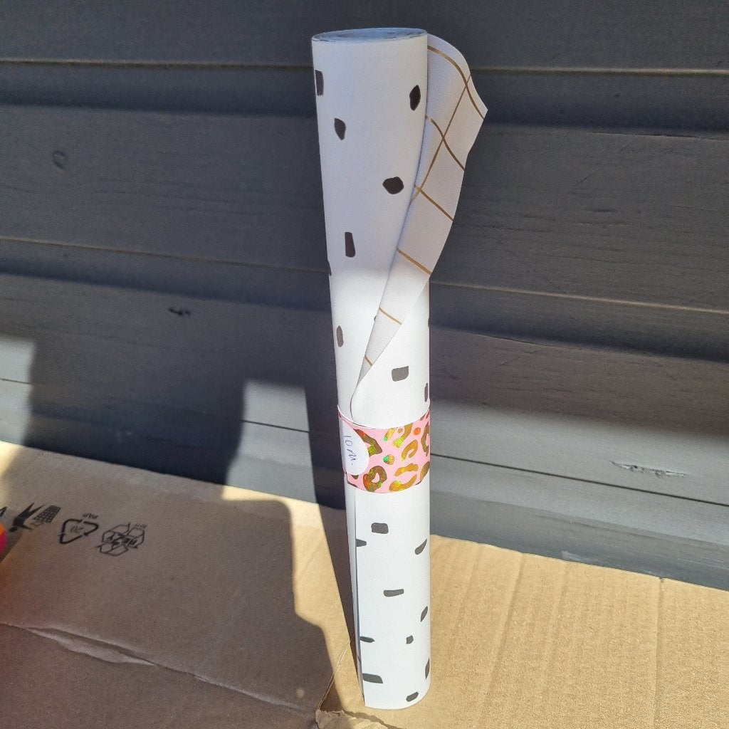 Cadeaupapier terrazzo dots lijntjes vakken rol inpakpapier, Verzenden, Nieuw