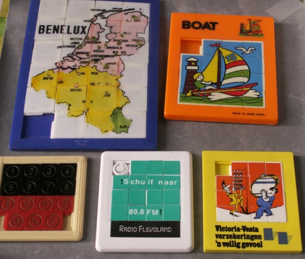 Verzameling oude schuifpuzzels 5 x, Ophalen of Verzenden