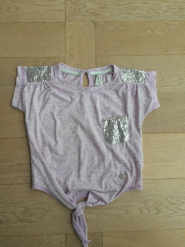 Leuk lila gemêleerd shirt zilveren pailletten KOIN 98/104, Gebruikt, Meisje, KOIN, Ophalen of Verzenden