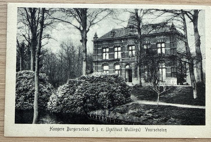 Oude Ansichtkaart Hoogere Burgerschool Voorschoten, Verzamelen, Ansichtkaarten | Nederland, Ophalen of Verzenden, Voor 1920, Gelopen