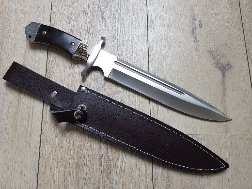 Dolk Haller 83553, Jackson's Bowie, greep met hertshoorn, Ophalen of Verzenden, Overige soorten, Duitsland, Mes of Dolk