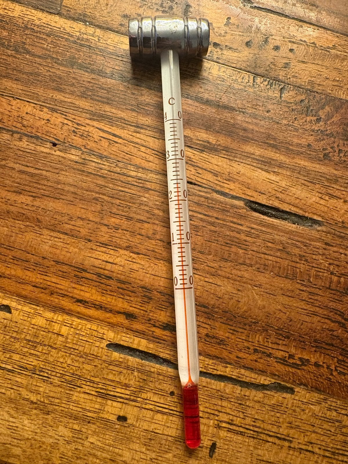 Antieke thermometer met hamerkop design, Ophalen of Verzenden