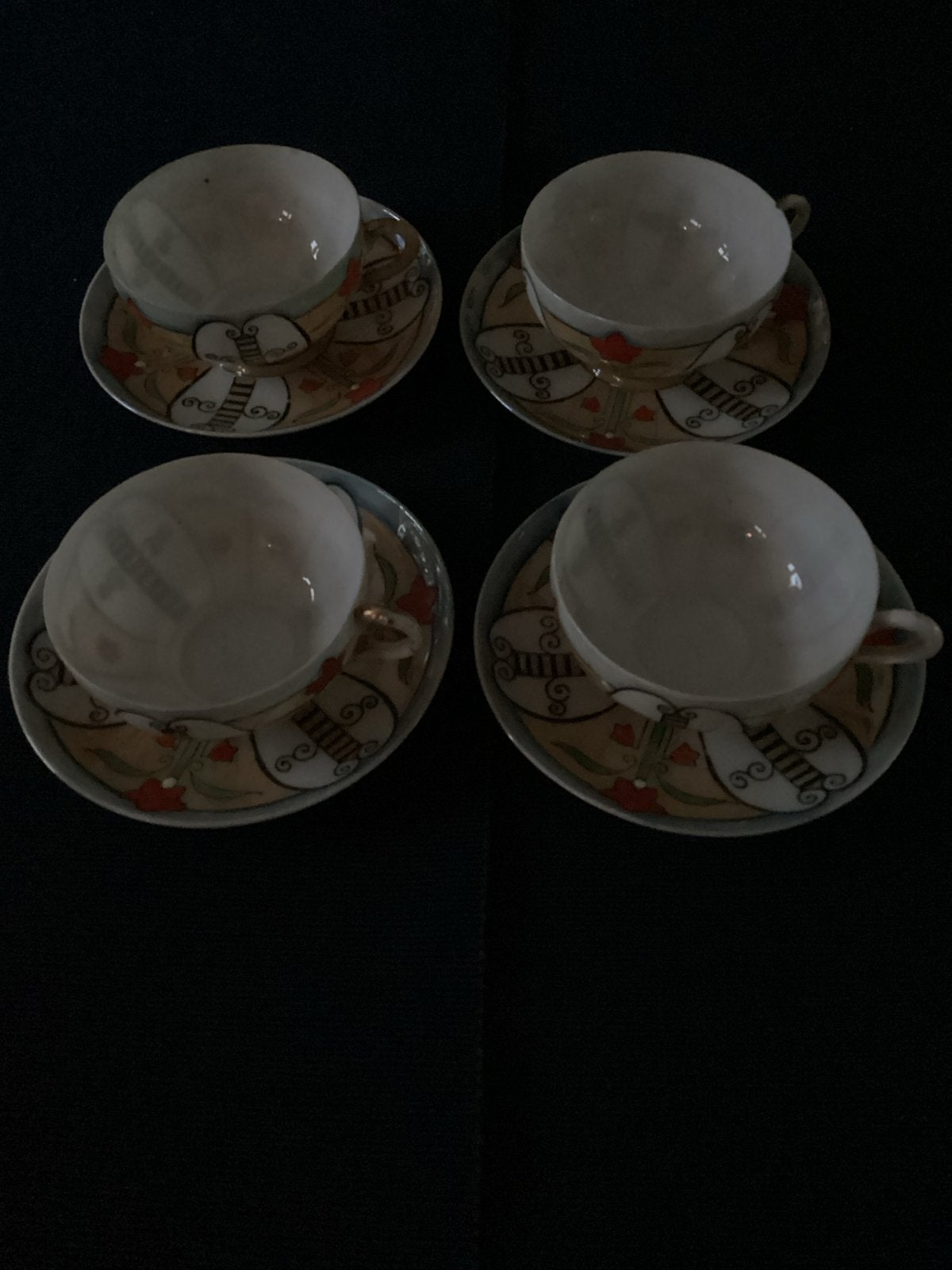 Set van 4 vintage Japanse theekopjes met schotels, Ophalen of Verzenden