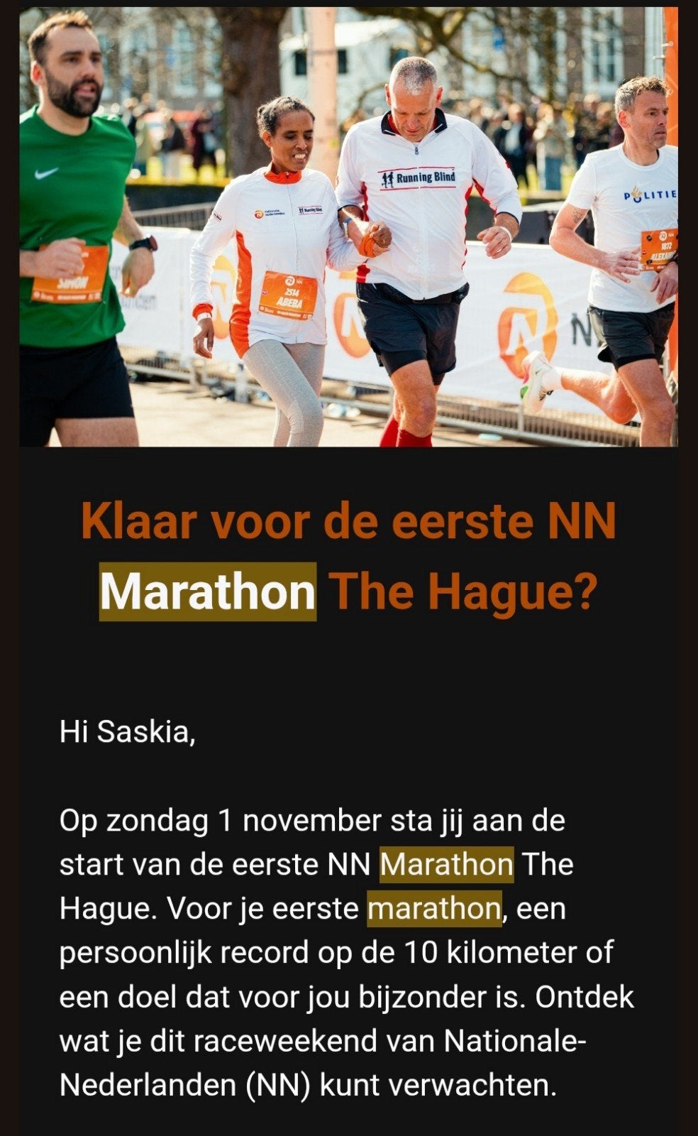 Marathon Den Haag 10km startbewijs