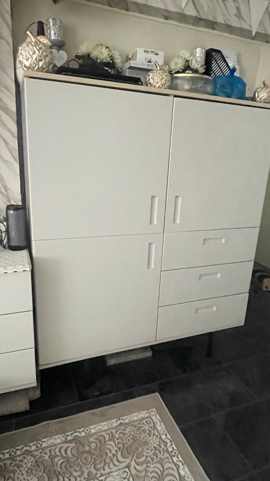 Witte kast met deuren en lades - 63x53cm, Ophalen, Overige materialen, Gebruikt, 50 tot 100 cm