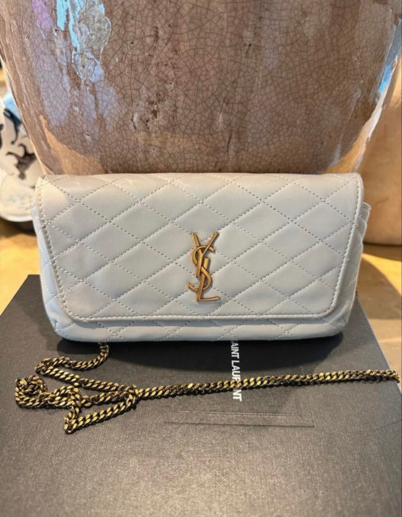 YSL Gaby phone holder bag beige - zo goed als nieuw, Ophalen of Verzenden, Zo goed als nieuw, Beige, Schoudertasje