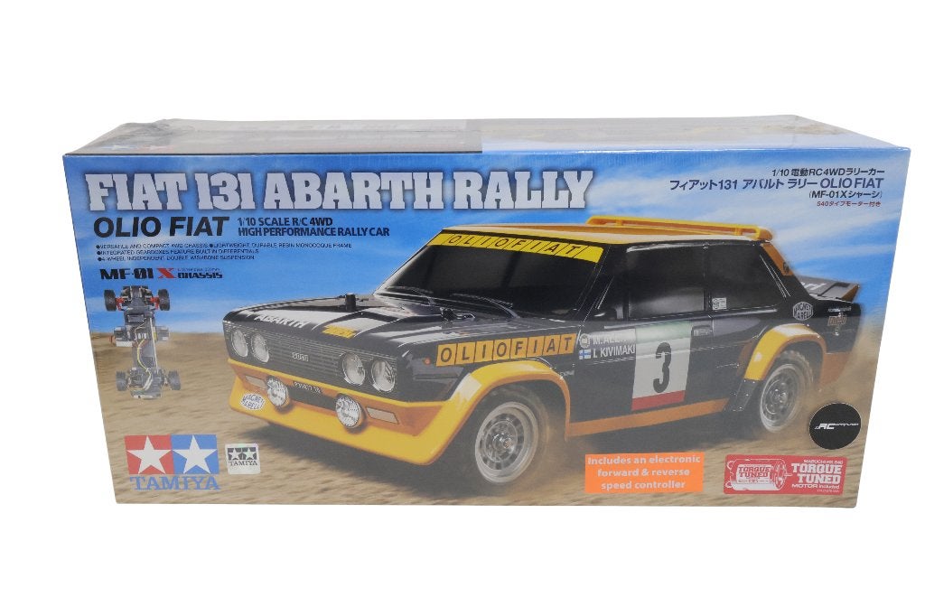 Tamiya 58723 1/10 R/C Fiat 131 Abarth Rally Olio Fiat MF-01X, Elektro, Nieuw, Ophalen of Verzenden, Schaal 1:10