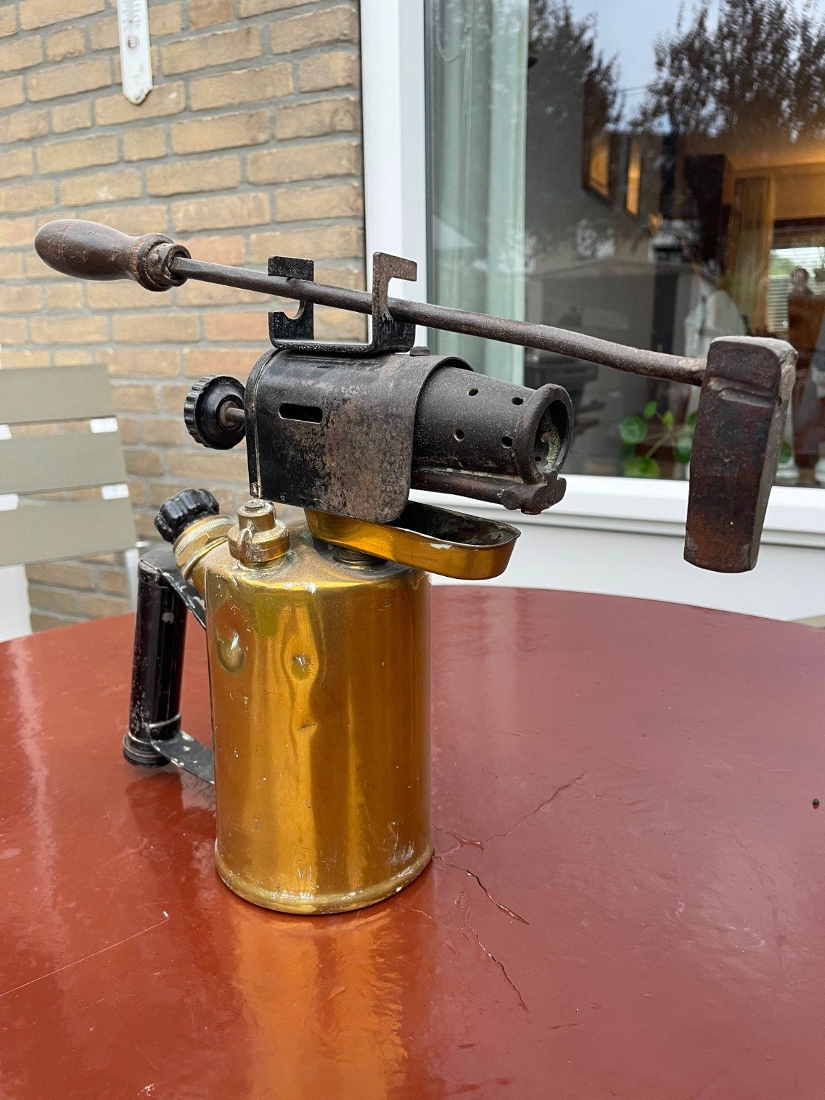 Antieke Messing Vulcano Soldeerbrander met Soldeerbout, Antiek en Kunst, Ophalen of Verzenden