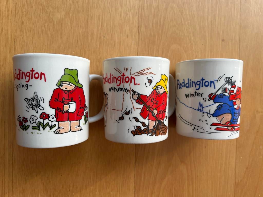 3 Paddington mokken - lente, herfst, winter, Ophalen, Zo goed als nieuw, Keramiek, Kop(pen) en/of Schotel(s)