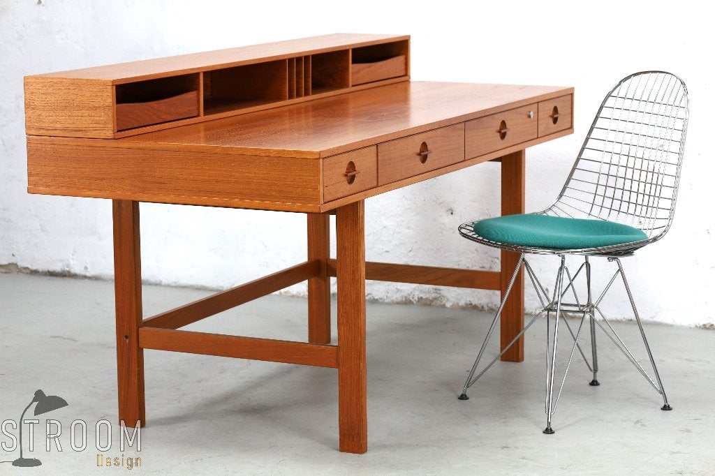 Løvig Teak Fliptop Desk Werk Tafel Vintage Deens Design, Ophalen, Gebruikt, Onbekend, 200 cm of meer