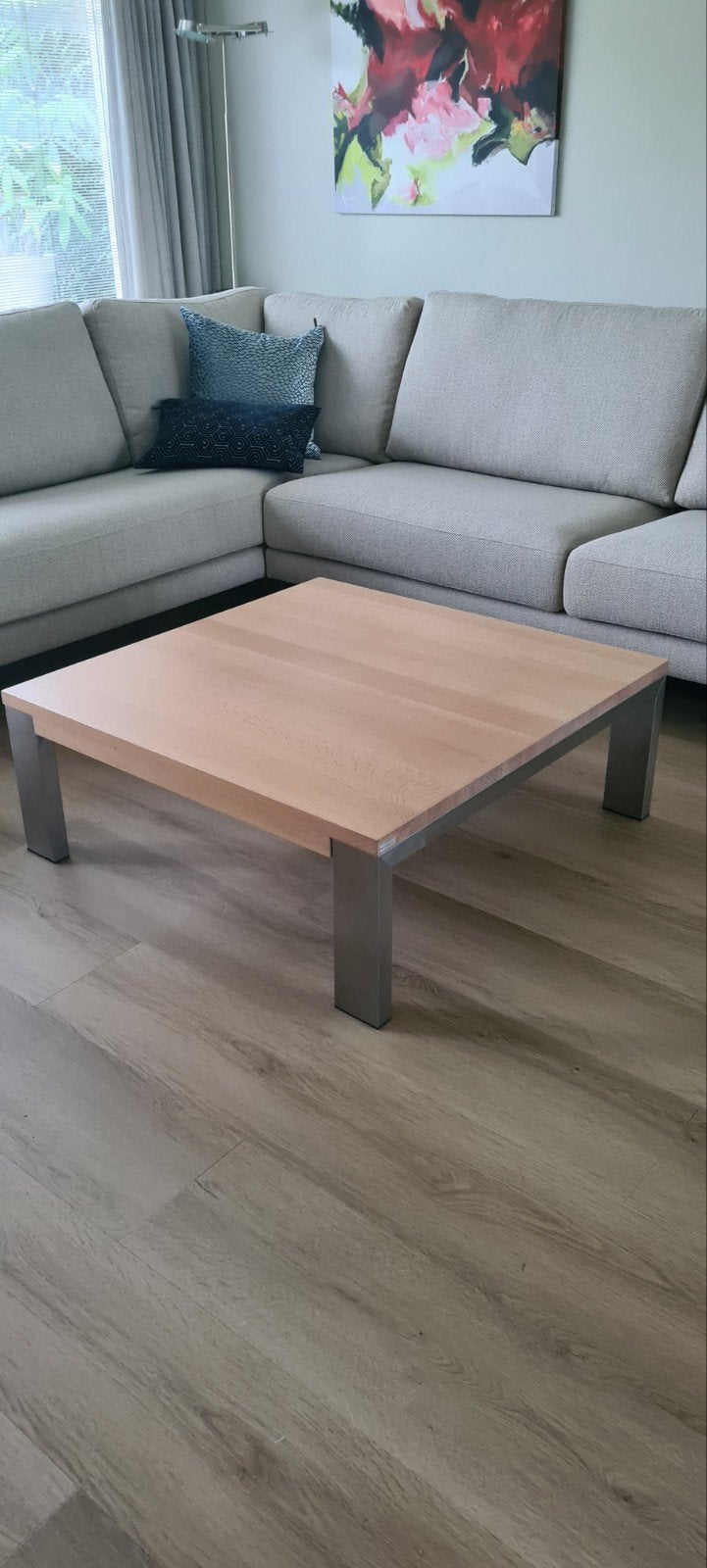 Bert Plantagie Salontafel - Tijdloos Vierkant Hout/Metaal, Overige houtsoorten, Vierkant, Ophalen of Verzenden, Zo goed als nieuw