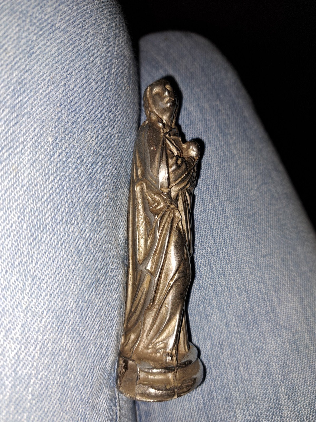 Antiek/Vintage Bronskleurig Heiligenbeeldje Maria – Hol Gego, Ophalen of Verzenden