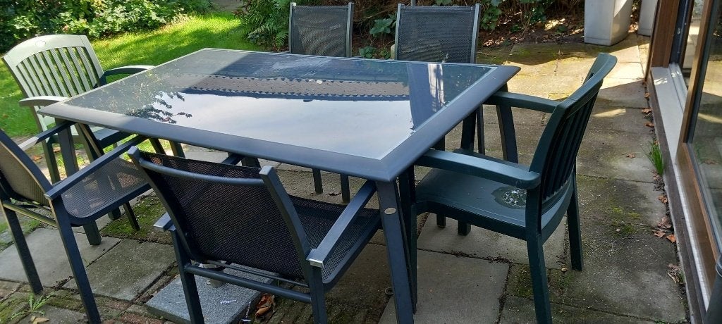 Tuinset aluminium, Tuin en Terras, Ophalen, Gebruikt, 6 zitplaatsen, Aluminium
