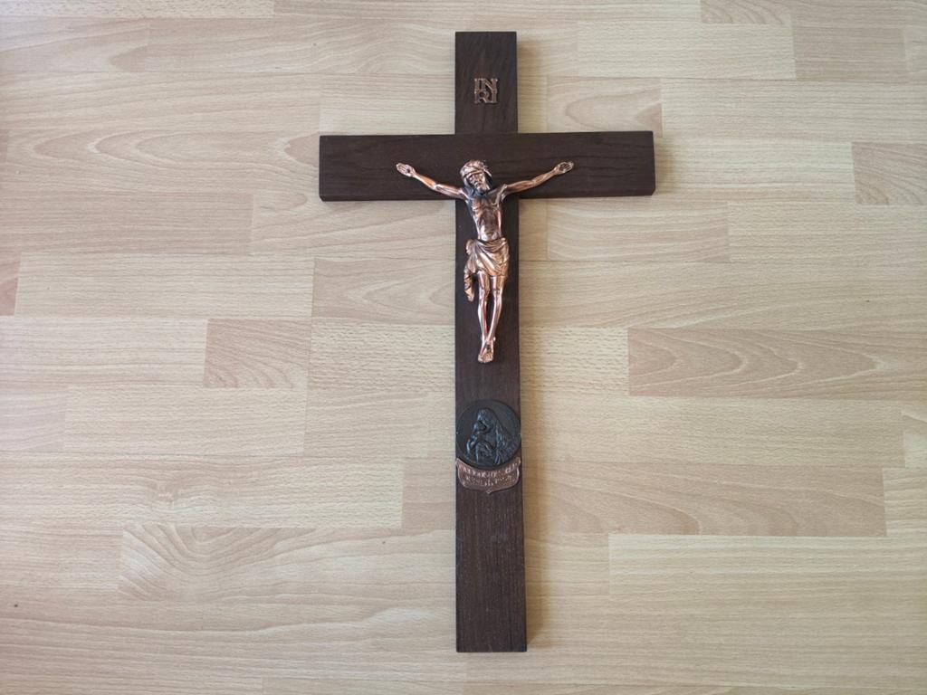 Houten kruis met Jezus Christus, zeer bijzonder, brocante, Verzamelen, Religie, Ophalen of Verzenden, Zo goed als nieuw, Overige typen