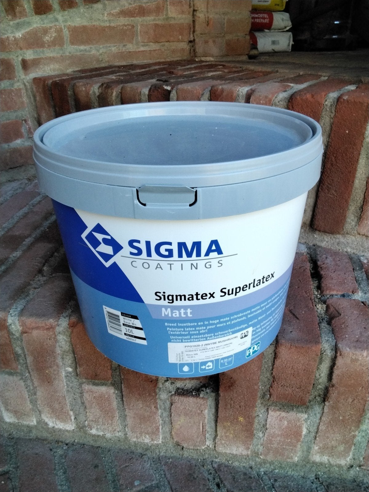 Sigma Superlatex Matt (10L) - PPG1020-2 Maybe Mushroom, 10 tot 15 liter, Ophalen of Verzenden, Nieuw