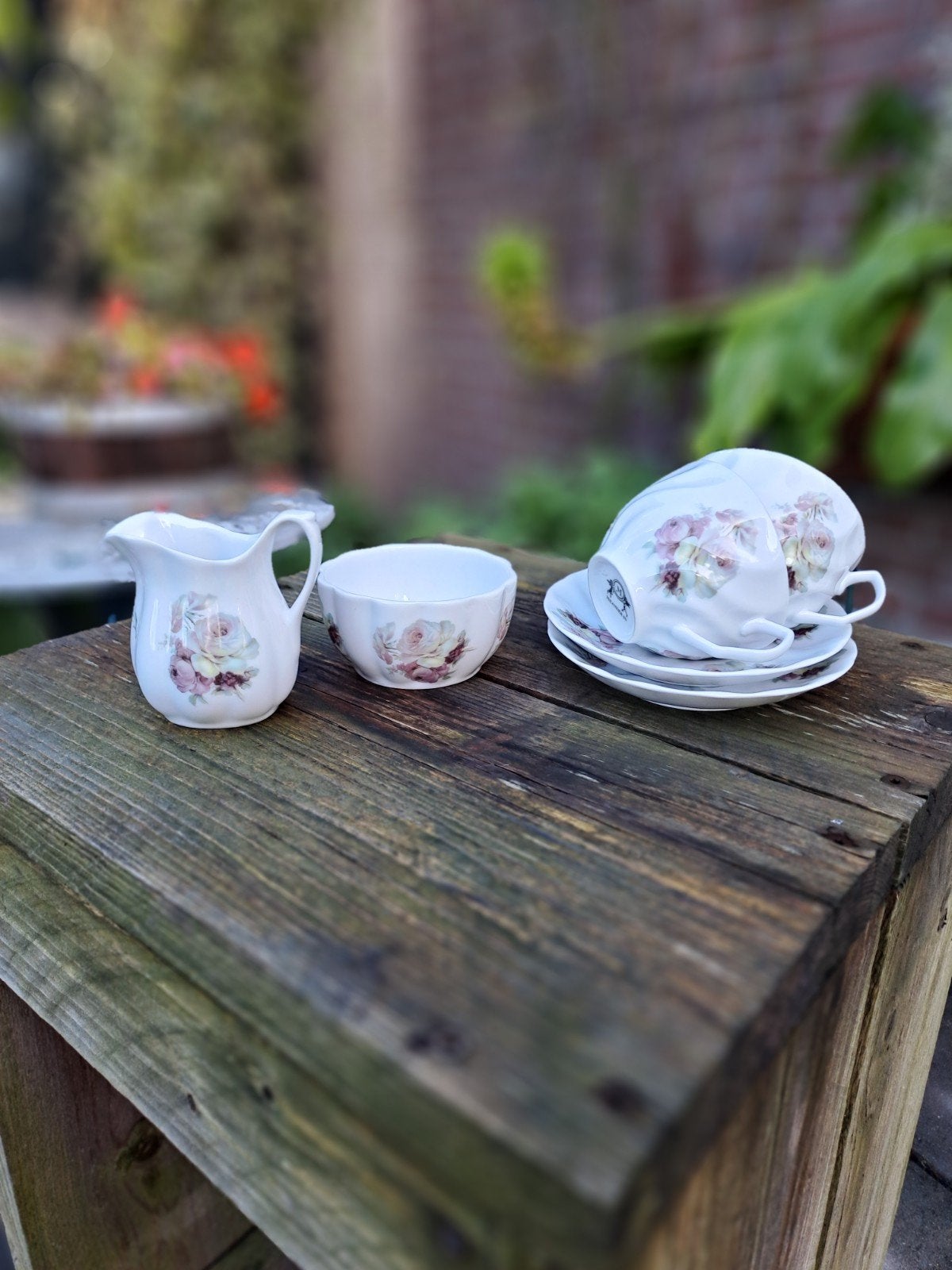 Meander Servies - Puntgaaf theeservies met rozenprint, Huis en Inrichting, Overige merken, Ophalen of Verzenden, Zo goed als nieuw