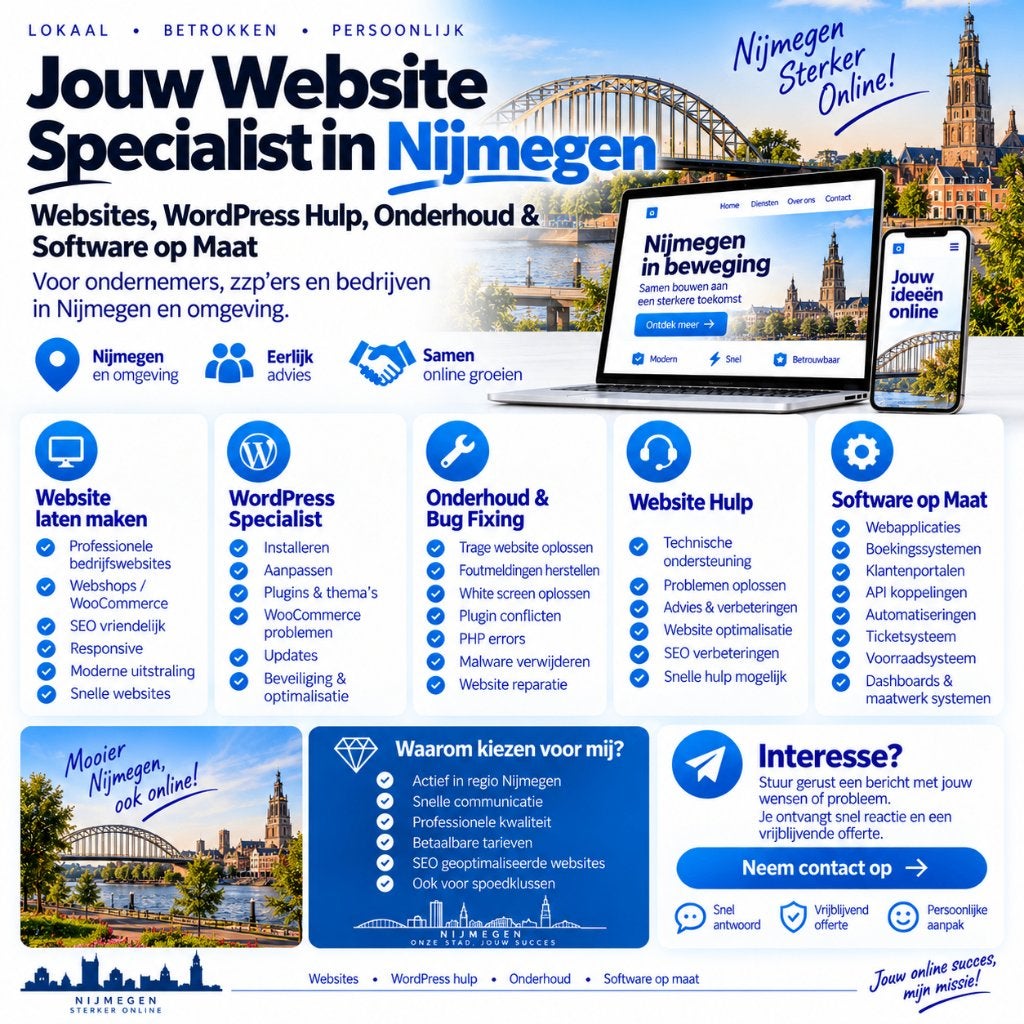 Website Laten Maken & WordPress Hulp Nijmegen, Vanaf 3 jaar, Geschikt als bijbaan, Freelance of Uitzendbasis, 33 - 40 uur