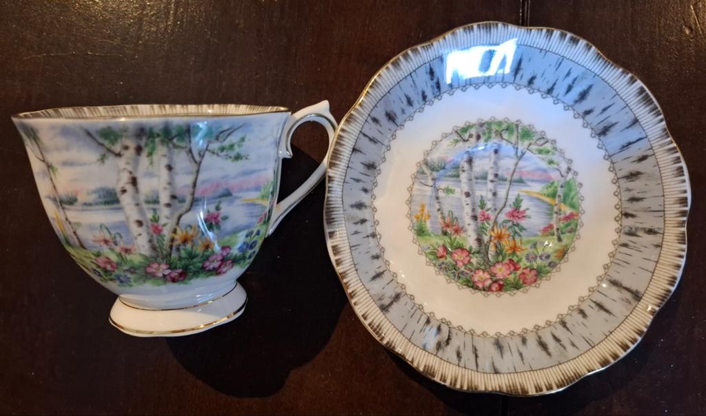 Royal Albert Silver Birch kop en schotel, Verzamelen, Ophalen, Zo goed als nieuw, Porselein, Kop en/of schotel