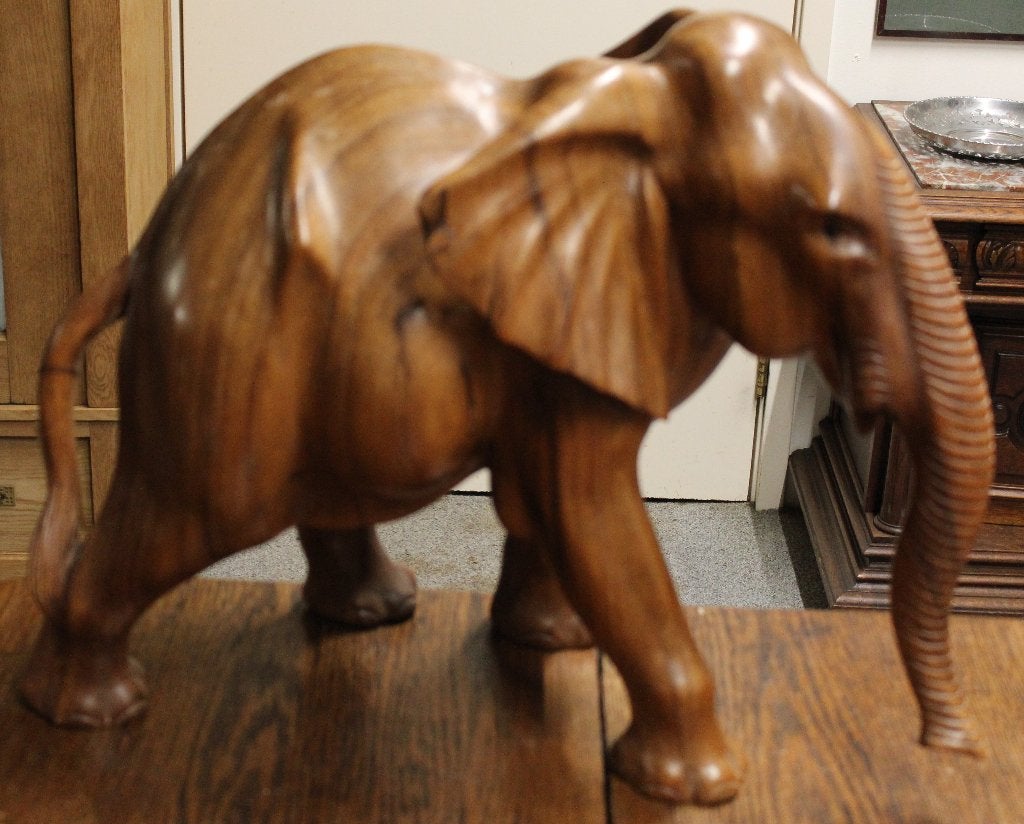 Prachtig handgesneden houten olifant beeld, Verzenden, Zoogdier, 20 - 50 cm, Hout