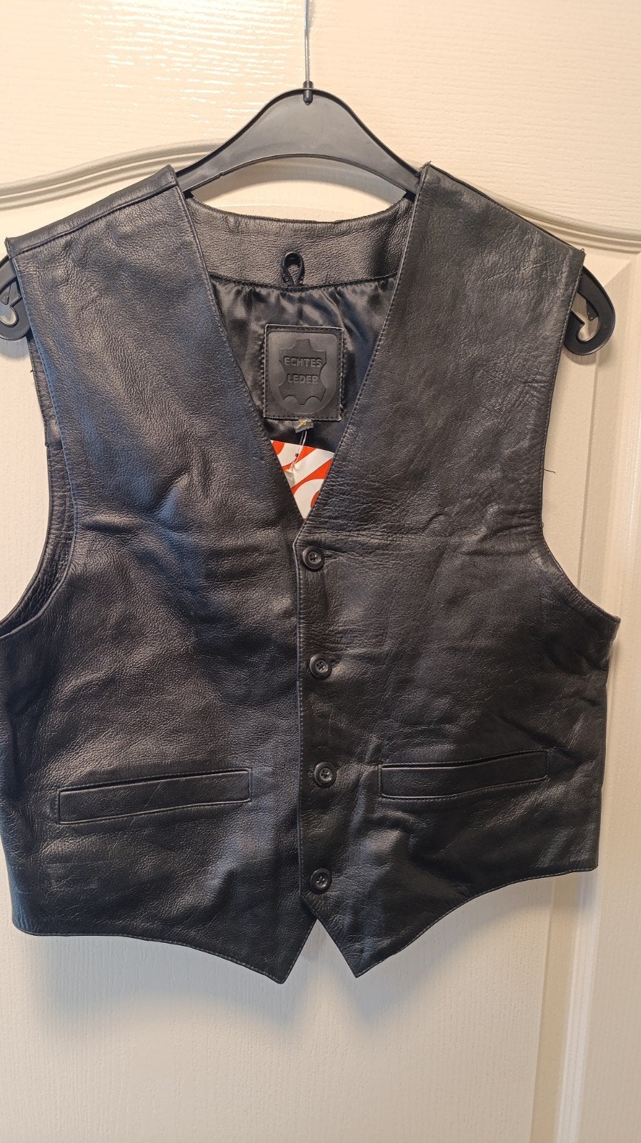 Zwart Leren Vest - Echt Leder. Nieuw maat M, Kleding | Heren, Ophalen of Verzenden, Nieuw, Onbekend