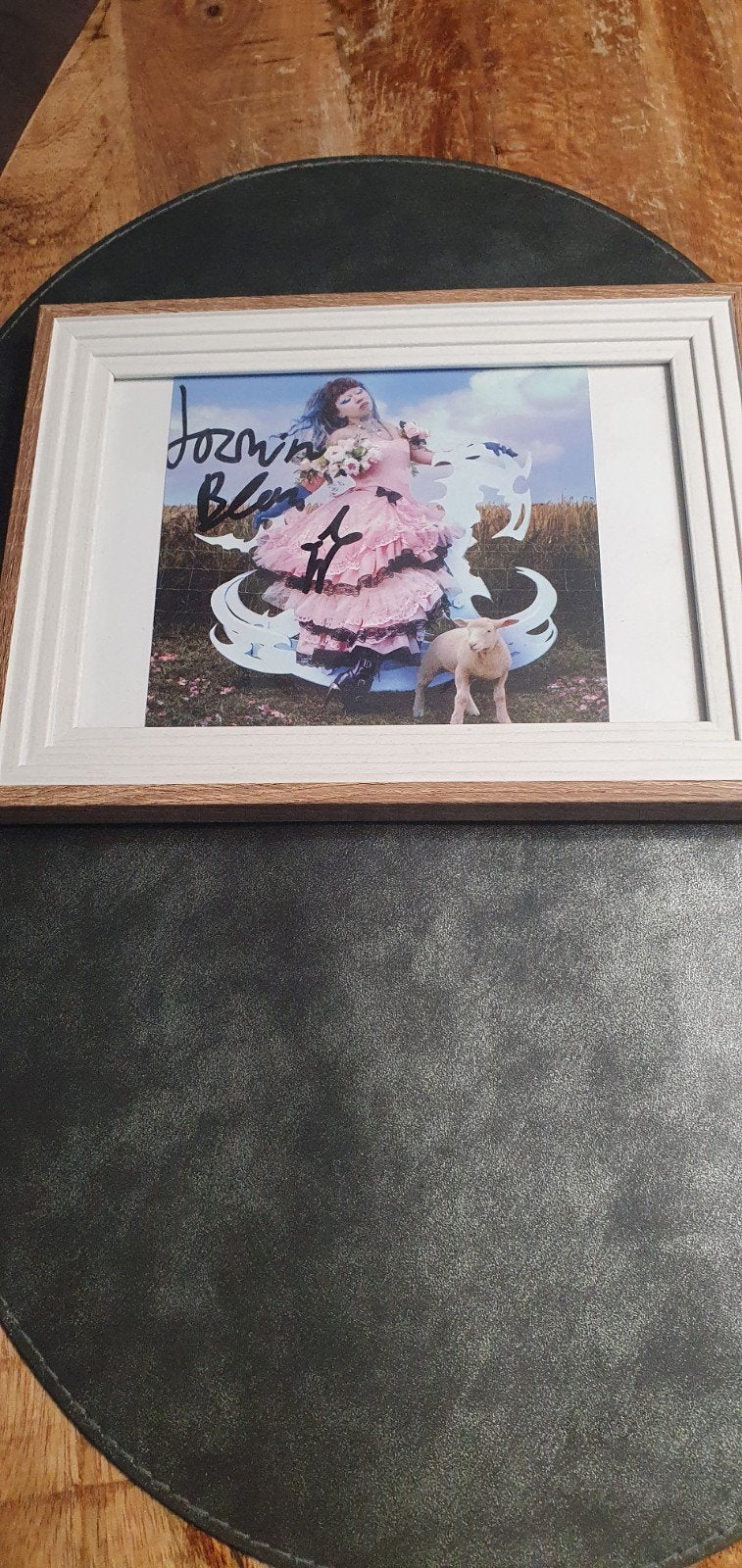 Jazmin Bean gesigneerde foto in lijst, Ophalen, Met afbeelding, Beige, Zo goed als nieuw