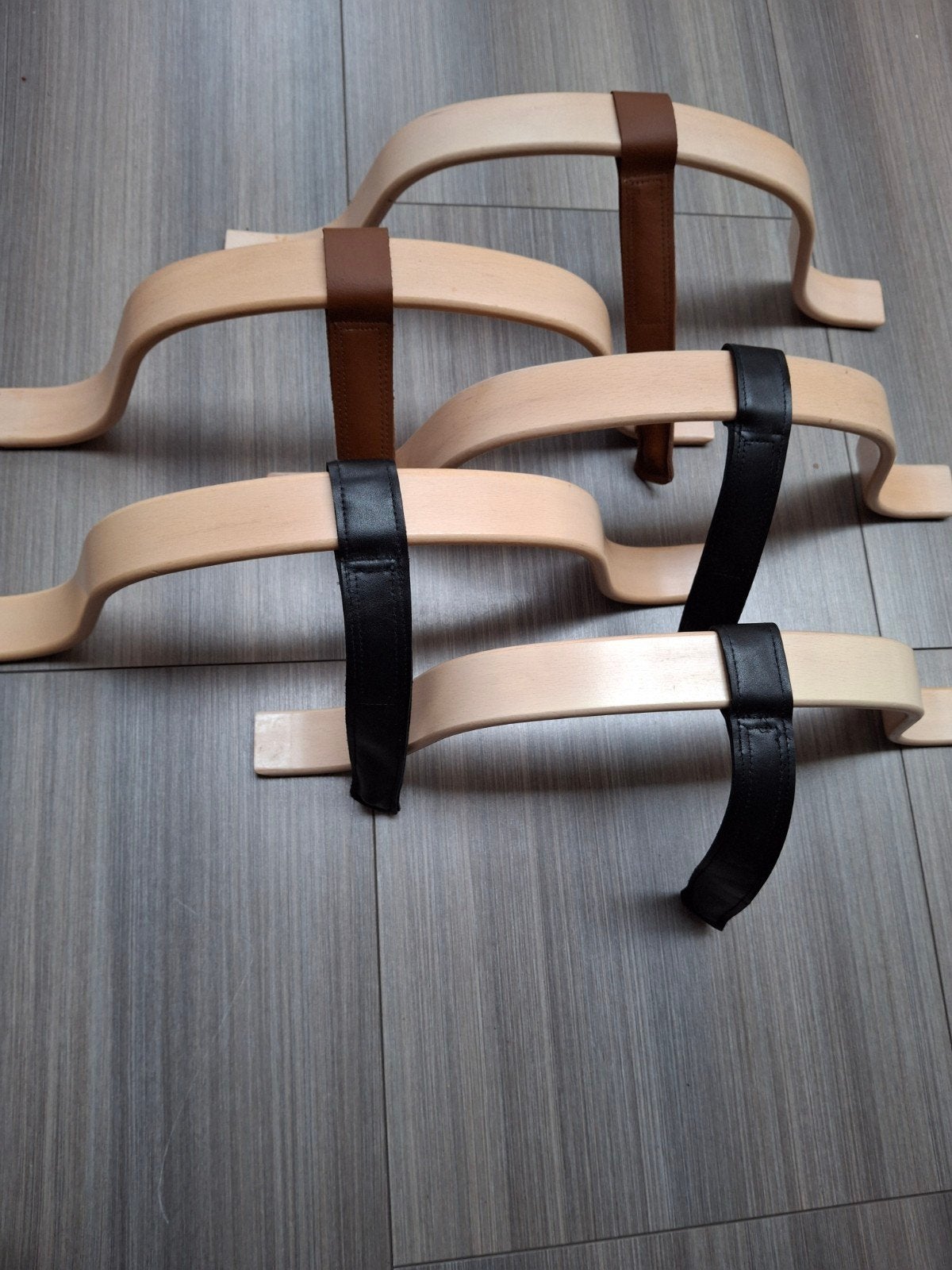 Houten beugels met leertje voor Stokke Tripp Trapp stoel, Ophalen of Verzenden, Meegroeistoel