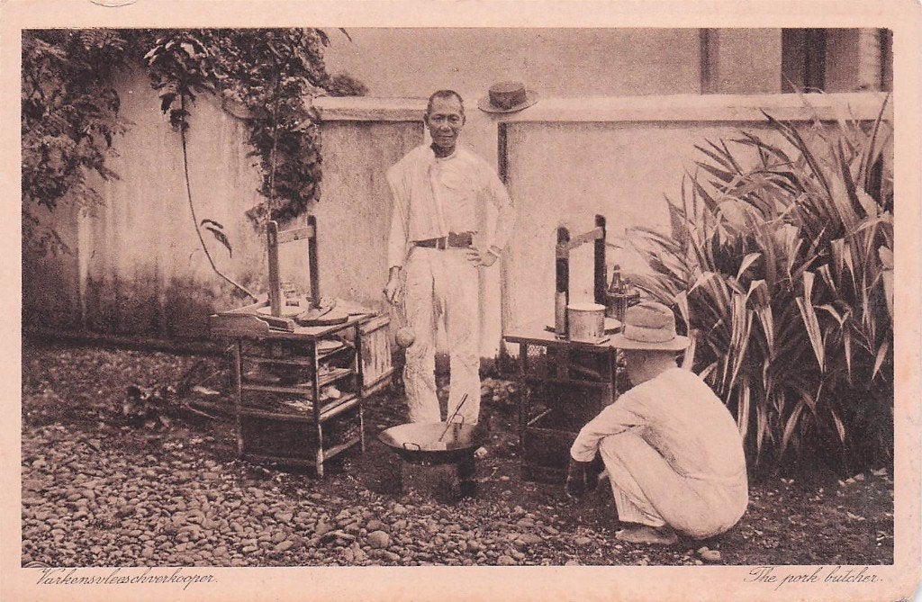 Nederlands Indië - Varkensvleesverkooper (oud), Verzenden, Voor 1920, Ongelopen, Buiten Europa