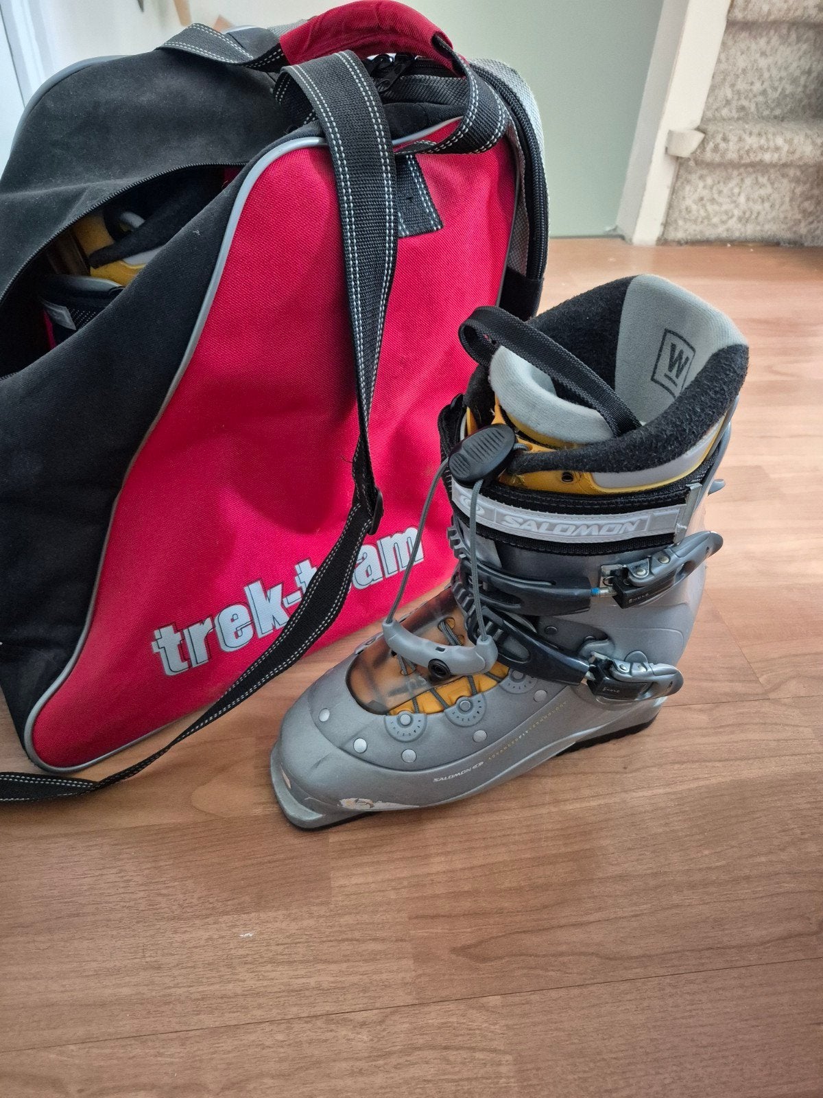 Salomon Skischoenen Maat 26/26,5 met Tas, Ophalen, Gebruikt, Schoenen, Salomon